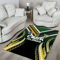 Cook Islands Rugby Area Rug Unique Style Black Version - Polynesian Pride