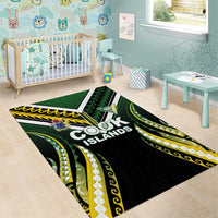 Cook Islands Rugby Area Rug Unique Style Black Version - Polynesian Pride