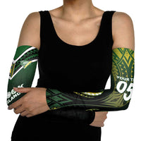 Custom Cook Islands Rugby Arm Sleeves Unique Style Black Version - Polynesian Pride