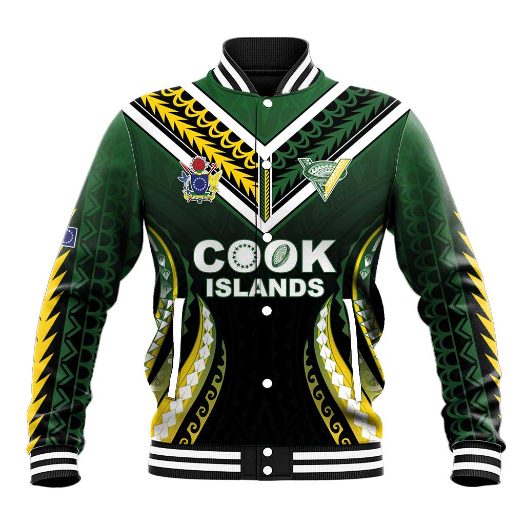 Custom Cook Islands Rugby Baseball Jacket Unique Style Black Version - Polynesian Pride