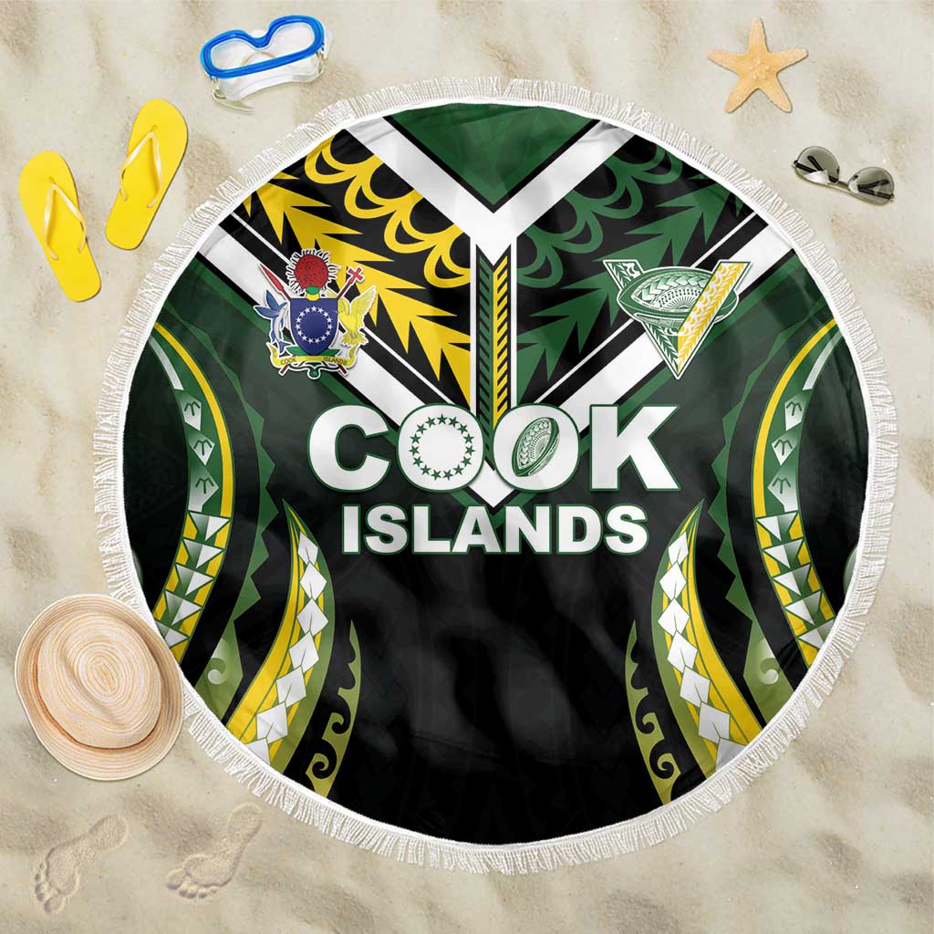 Cook Islands Rugby Beach Blanket Unique Style Black Version - Polynesian Pride