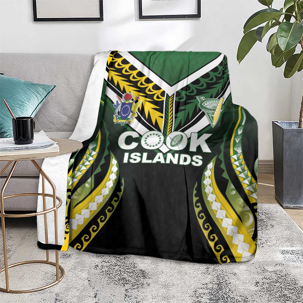 Cook Islands Rugby Blanket Unique Style Black Version - Polynesian Pride