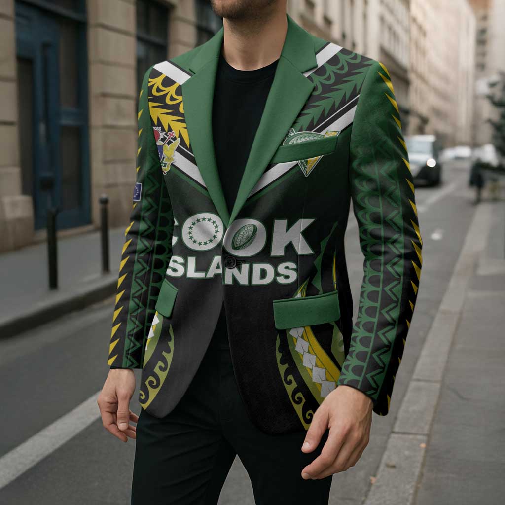 Custom Cook Islands Rugby Blazer Unique Style Black Version - Polynesian Pride