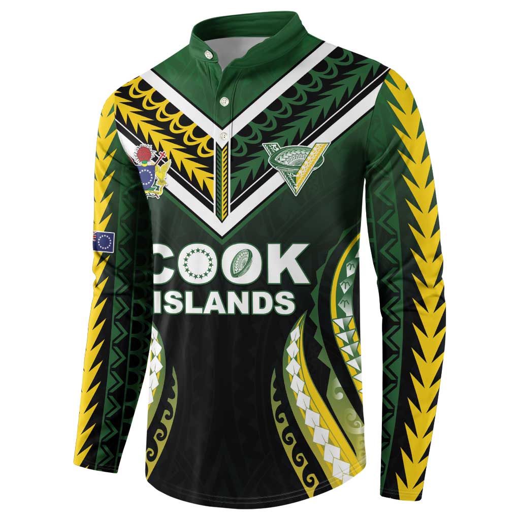 Custom Cook Islands Rugby Button Sweatshirt Unique Style Black Version - Polynesian Pride