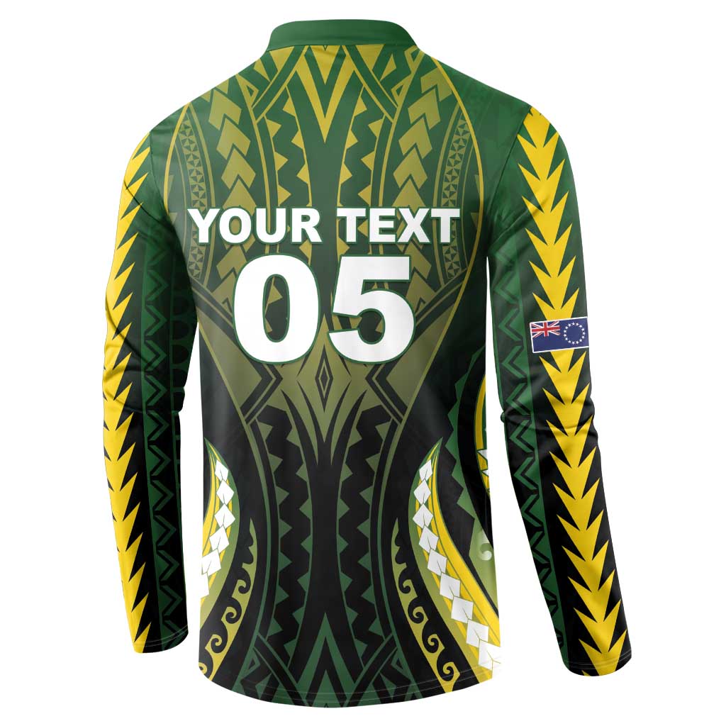 Custom Cook Islands Rugby Button Sweatshirt Unique Style Black Version - Polynesian Pride