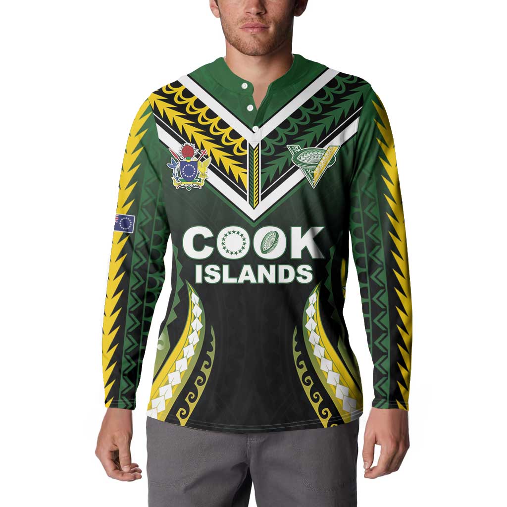 Custom Cook Islands Rugby Button Sweatshirt Unique Style Black Version - Polynesian Pride