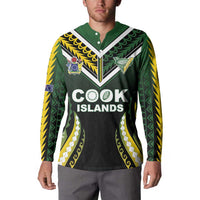 Custom Cook Islands Rugby Button Sweatshirt Unique Style Black Version - Polynesian Pride