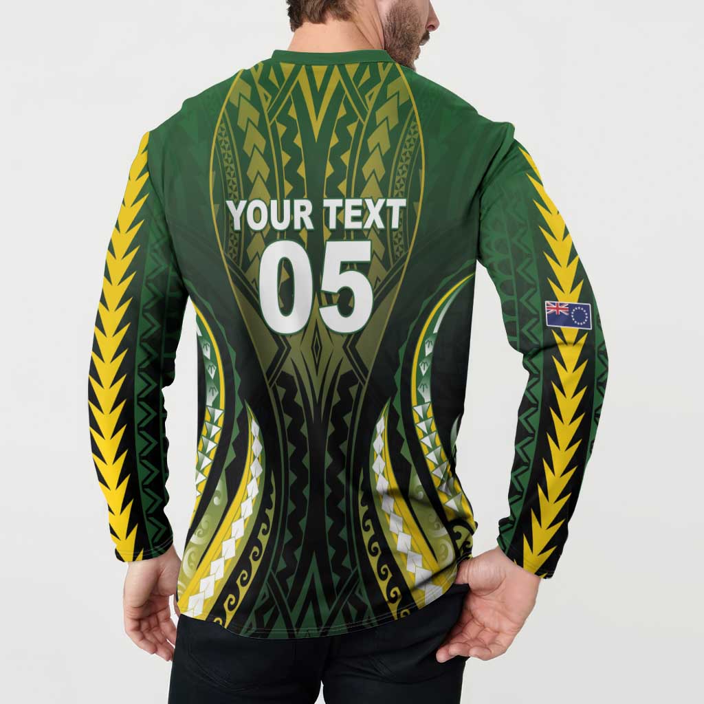 Custom Cook Islands Rugby Button Sweatshirt Unique Style Black Version - Polynesian Pride