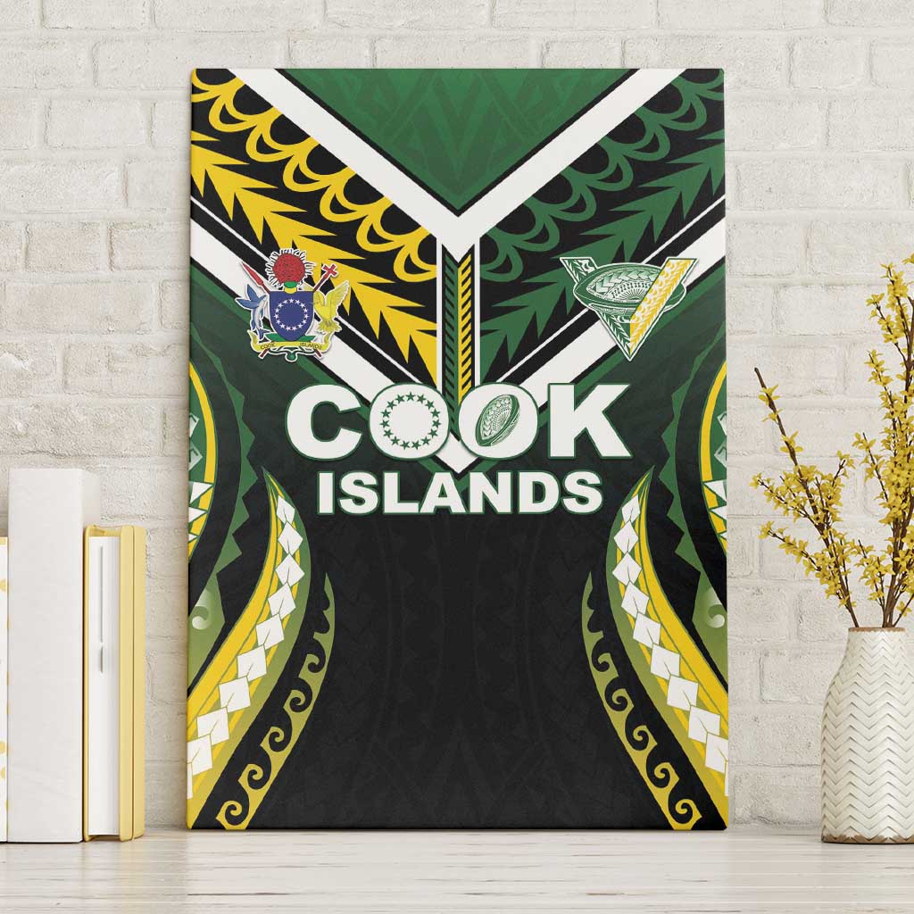 Cook Islands Rugby Canvas Wall Art Unique Style Black Version - Polynesian Pride