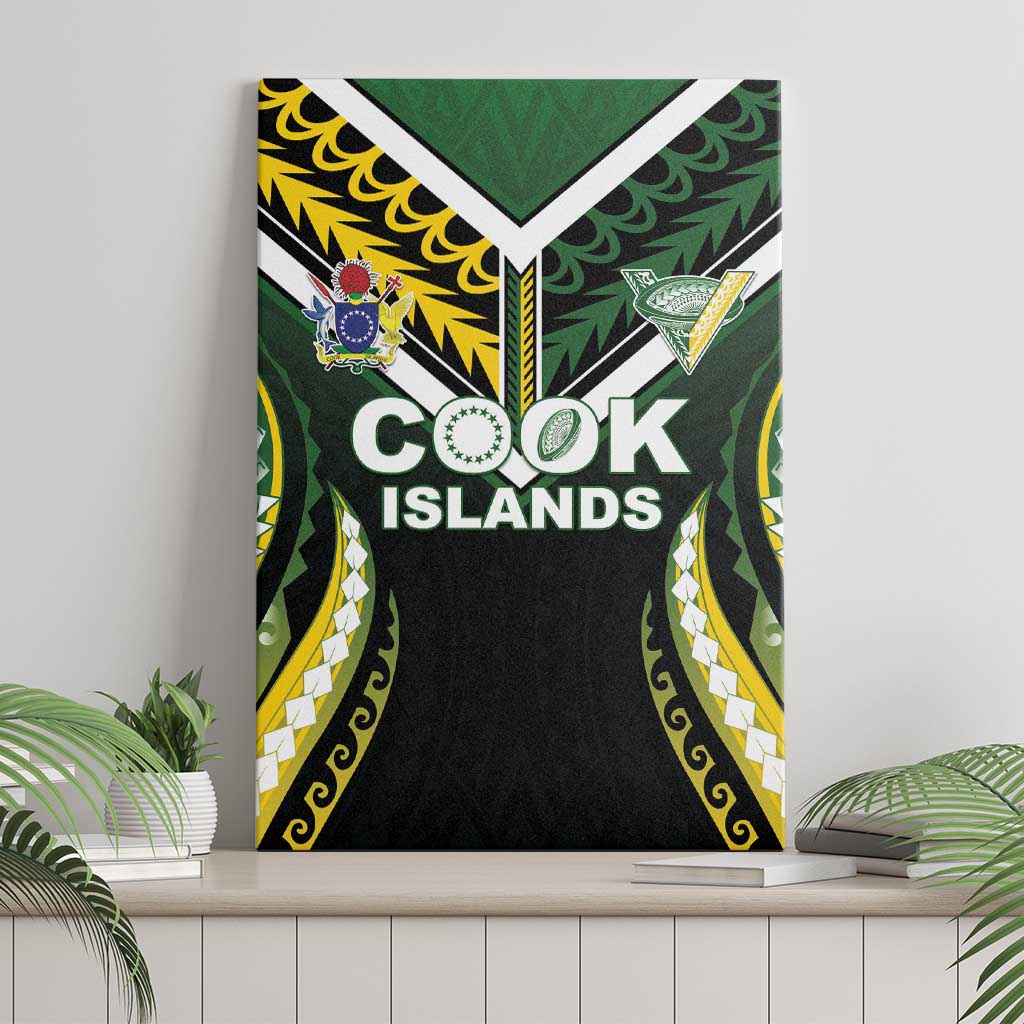 Cook Islands Rugby Canvas Wall Art Unique Style Black Version - Polynesian Pride