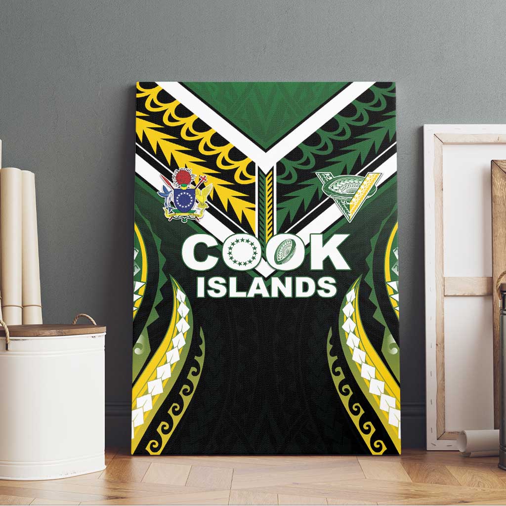 Cook Islands Rugby Canvas Wall Art Unique Style Black Version - Polynesian Pride