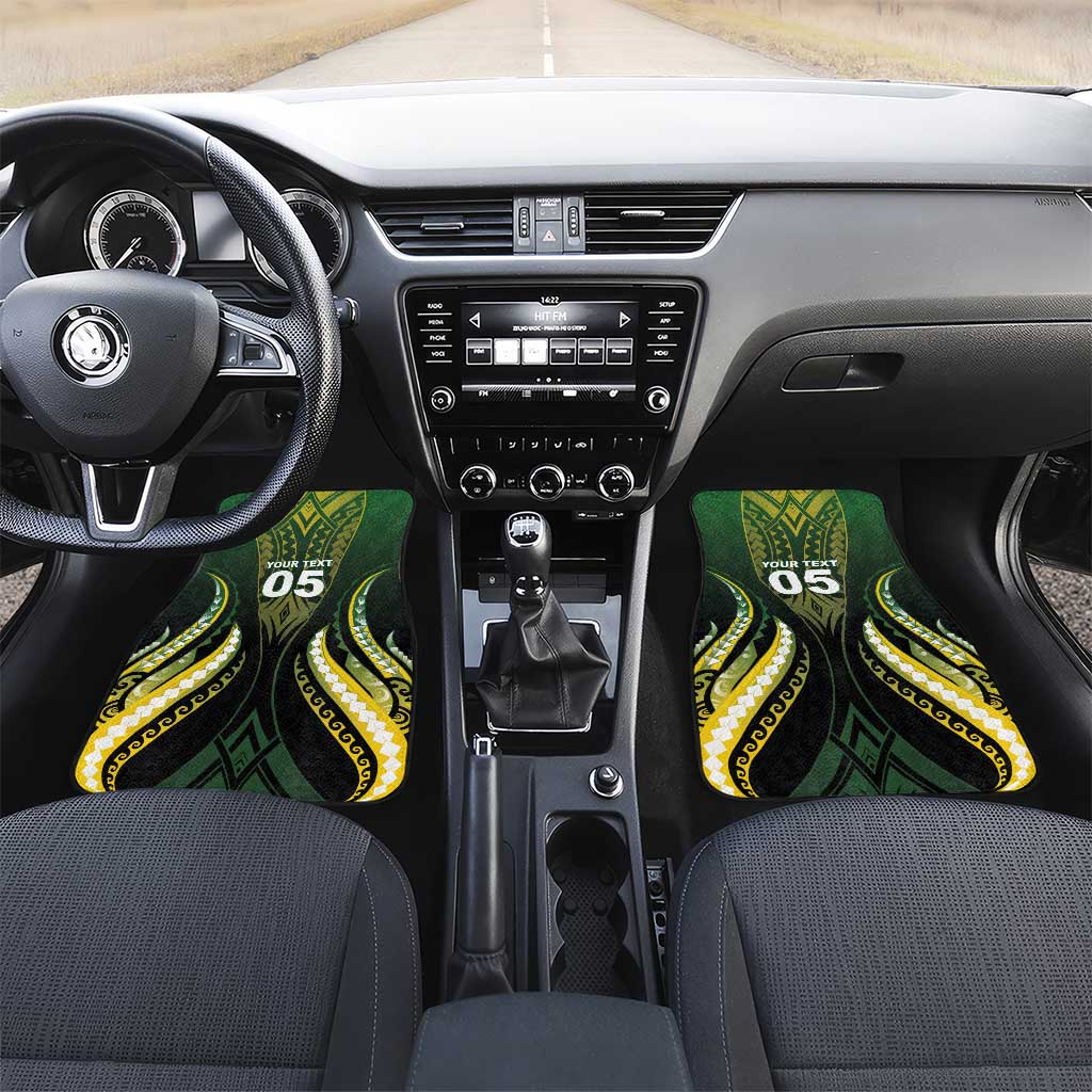 Custom Cook Islands Rugby Car Mats Unique Style Black Version LT05 Set 2pcs - Front Black - Polynesian Pride