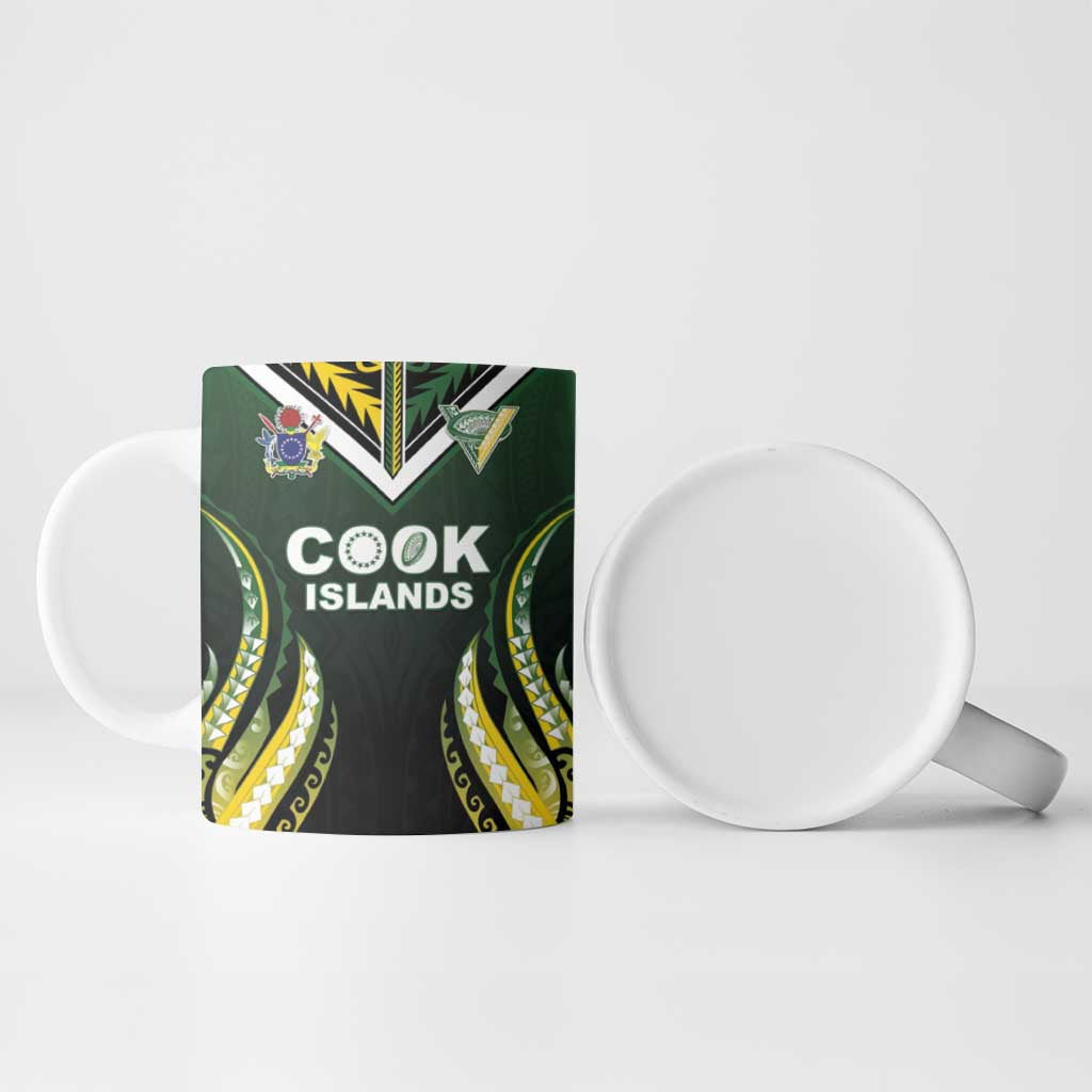Custom Cook Islands Rugby Ceramic Mug Unique Style Black Version - Polynesian Pride