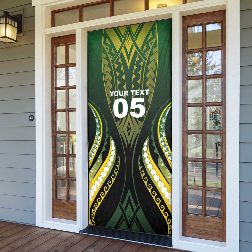 Custom Cook Islands Rugby Door Cover Unique Style Black Version LT05 - Polynesian Pride