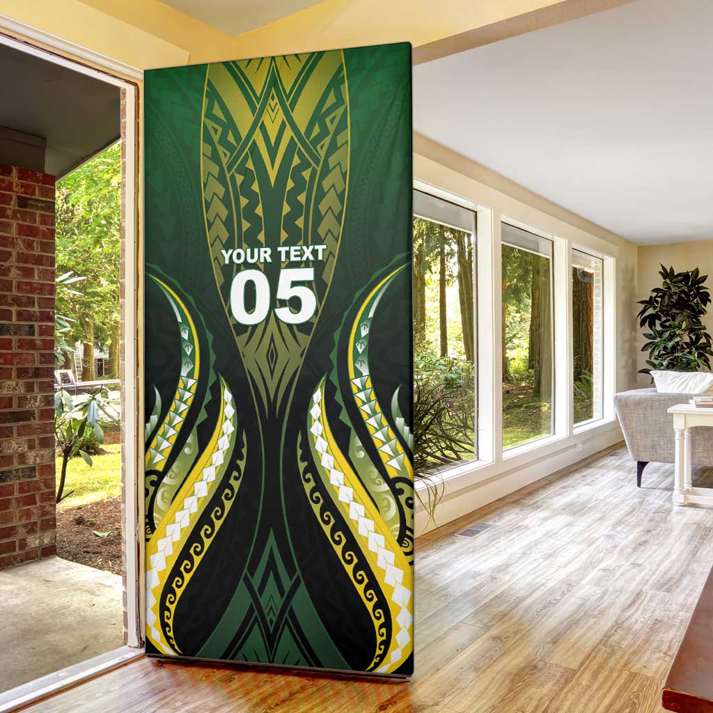 Custom Cook Islands Rugby Door Cover Unique Style Black Version LT05 - Polynesian Pride