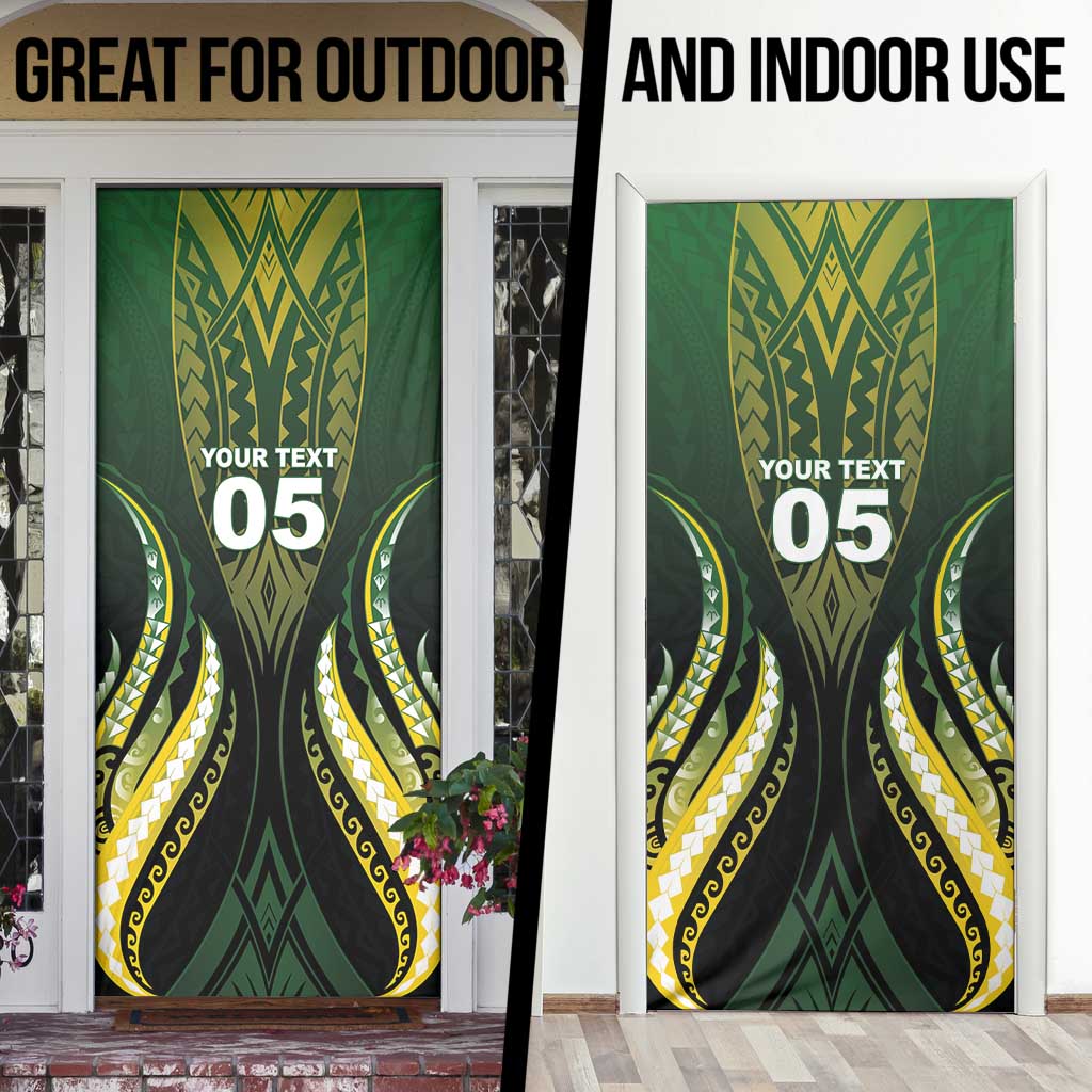 Custom Cook Islands Rugby Door Cover Unique Style Black Version LT05 - Polynesian Pride
