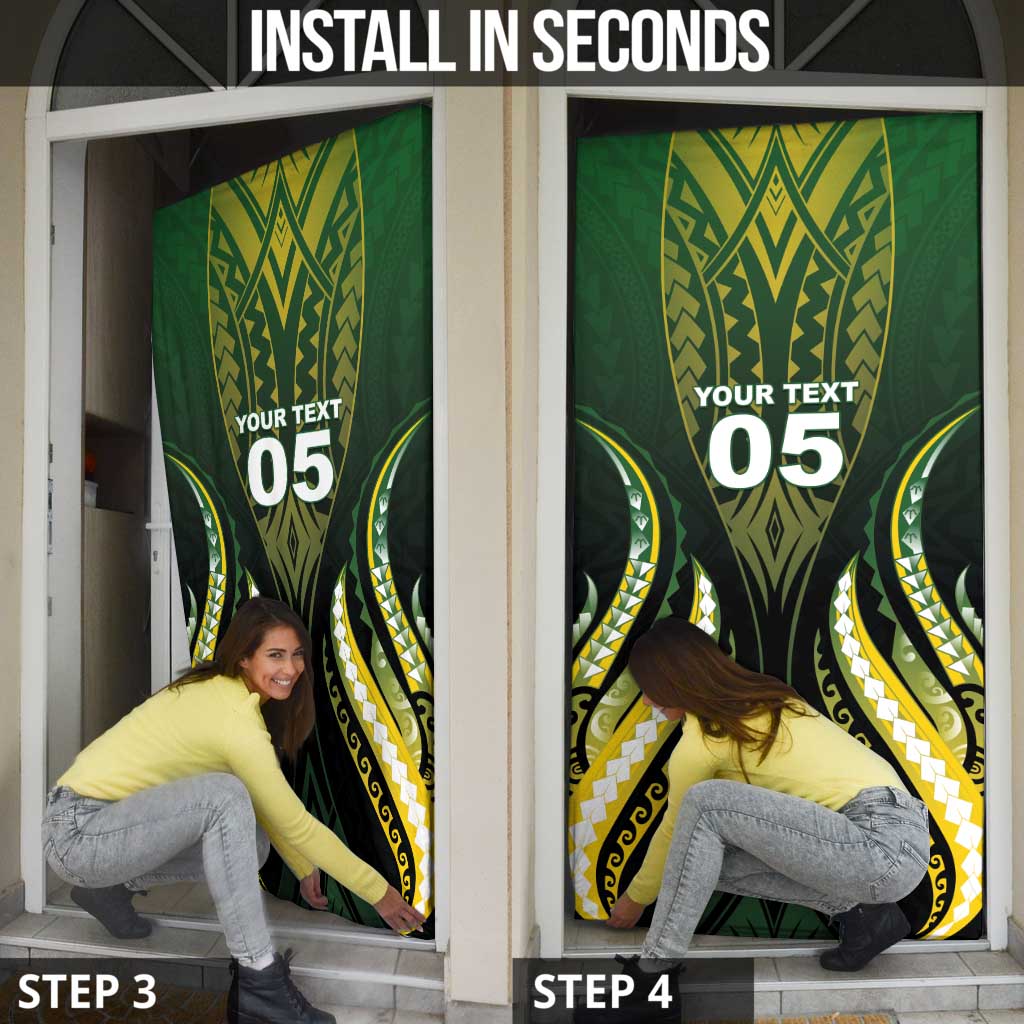 Custom Cook Islands Rugby Door Cover Unique Style Black Version LT05 - Polynesian Pride