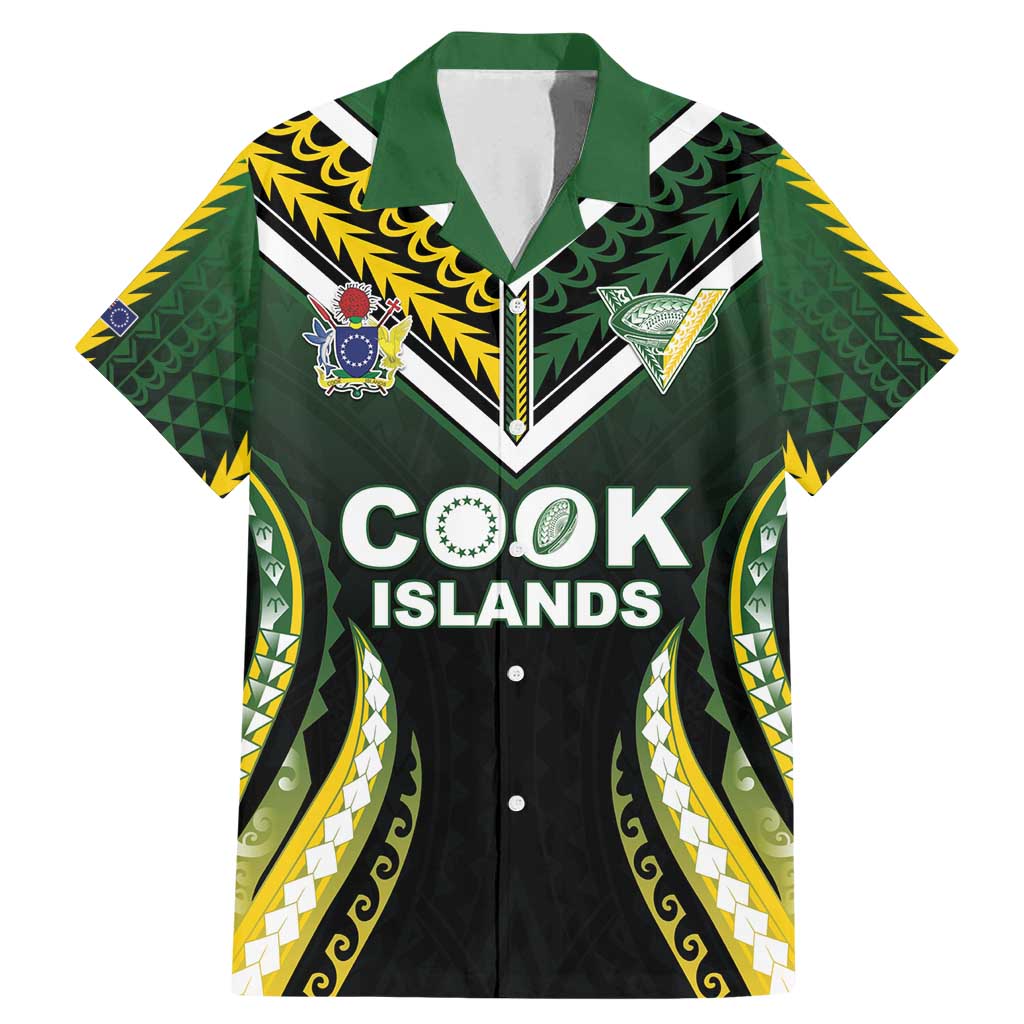 Custom Cook Islands Rugby Family Matching Mermaid Dress and Hawaiian Shirt Unique Style Black Version - Polynesian Pride