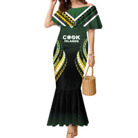 Custom Cook Islands Rugby Family Matching Mermaid Dress and Hawaiian Shirt Unique Style Black Version - Polynesian Pride