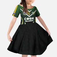 Custom Cook Islands Rugby Family Matching Off Shoulder Maxi Dress and Hawaiian Shirt Unique Style Black Version - Polynesian Pride