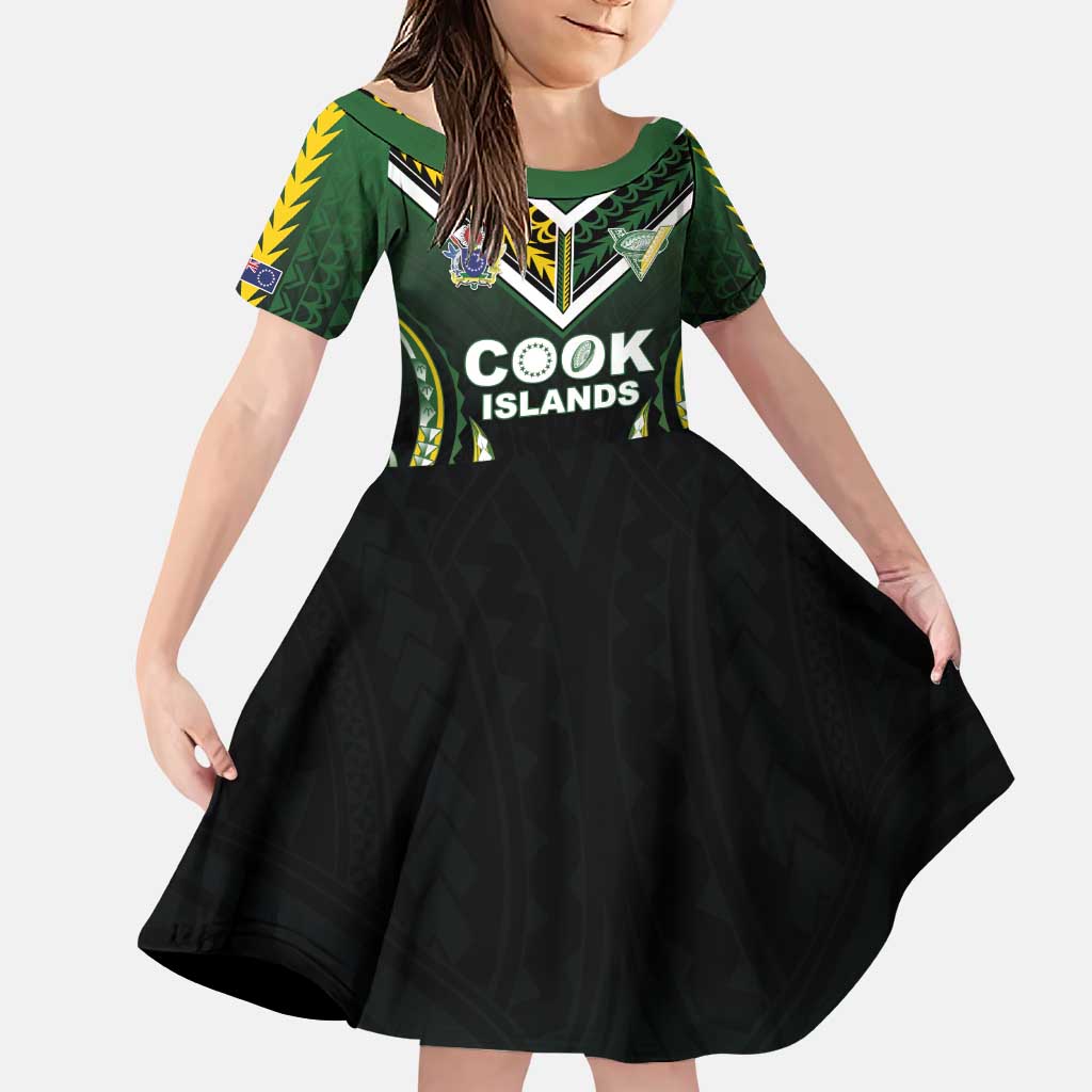 Custom Cook Islands Rugby Family Matching Puletasi and Hawaiian Shirt Unique Style Black Version - Polynesian Pride