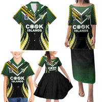 Custom Cook Islands Rugby Family Matching Puletasi and Hawaiian Shirt Unique Style Black Version - Polynesian Pride