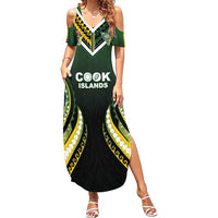 Custom Cook Islands Rugby Family Matching Summer Maxi Dress and Hawaiian Shirt Unique Style Black Version - Polynesian Pride