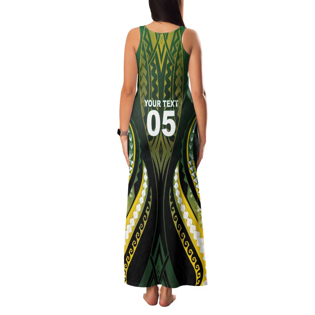 Custom Cook Islands Rugby Family Matching Tank Maxi Dress and Hawaiian Shirt Unique Style Black Version - Polynesian Pride