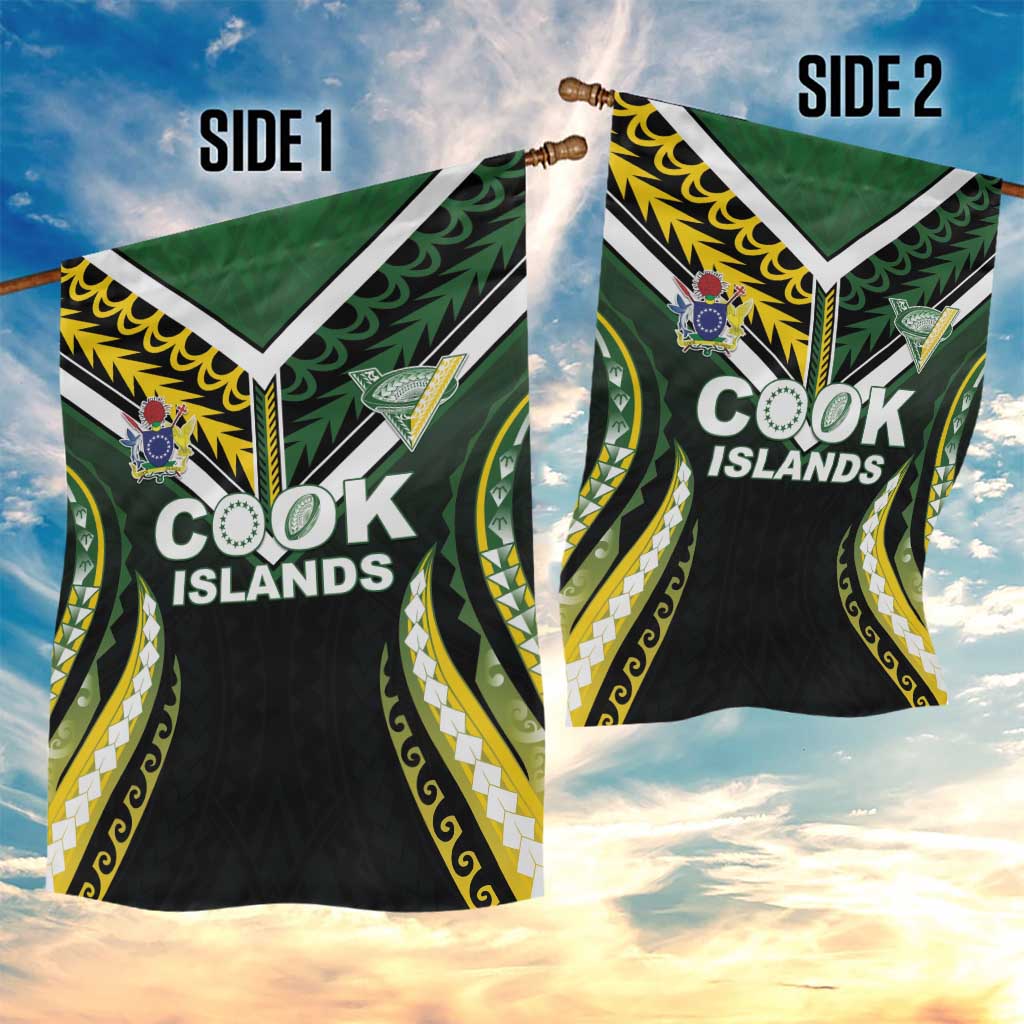 Cook Islands Rugby Garden Flag Unique Style Black Version - Polynesian Pride