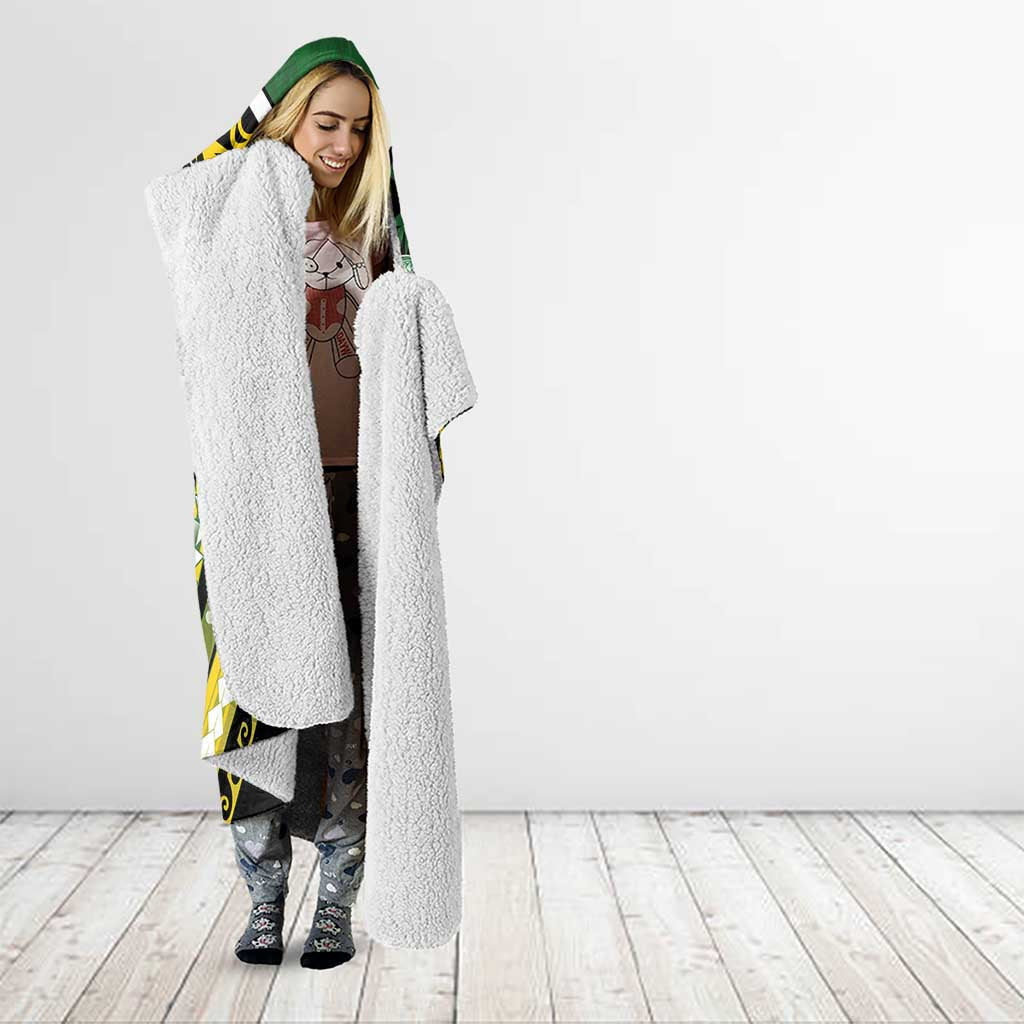 Cook Islands Rugby Hooded Blanket Unique Style Black Version - Polynesian Pride