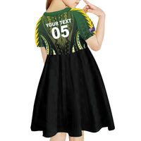 Custom Cook Islands Rugby Kid Short Sleeve Dress Unique Style Black Version - Polynesian Pride