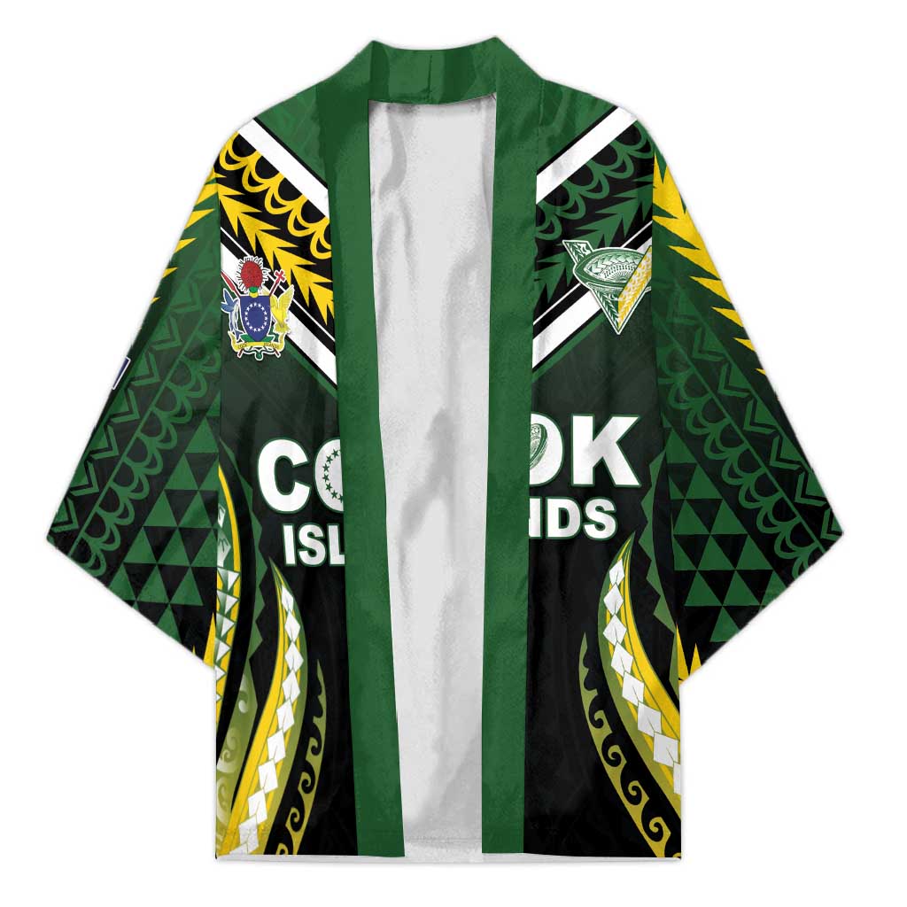 Custom Cook Islands Rugby Kimono Unique Style Black Version - Polynesian Pride