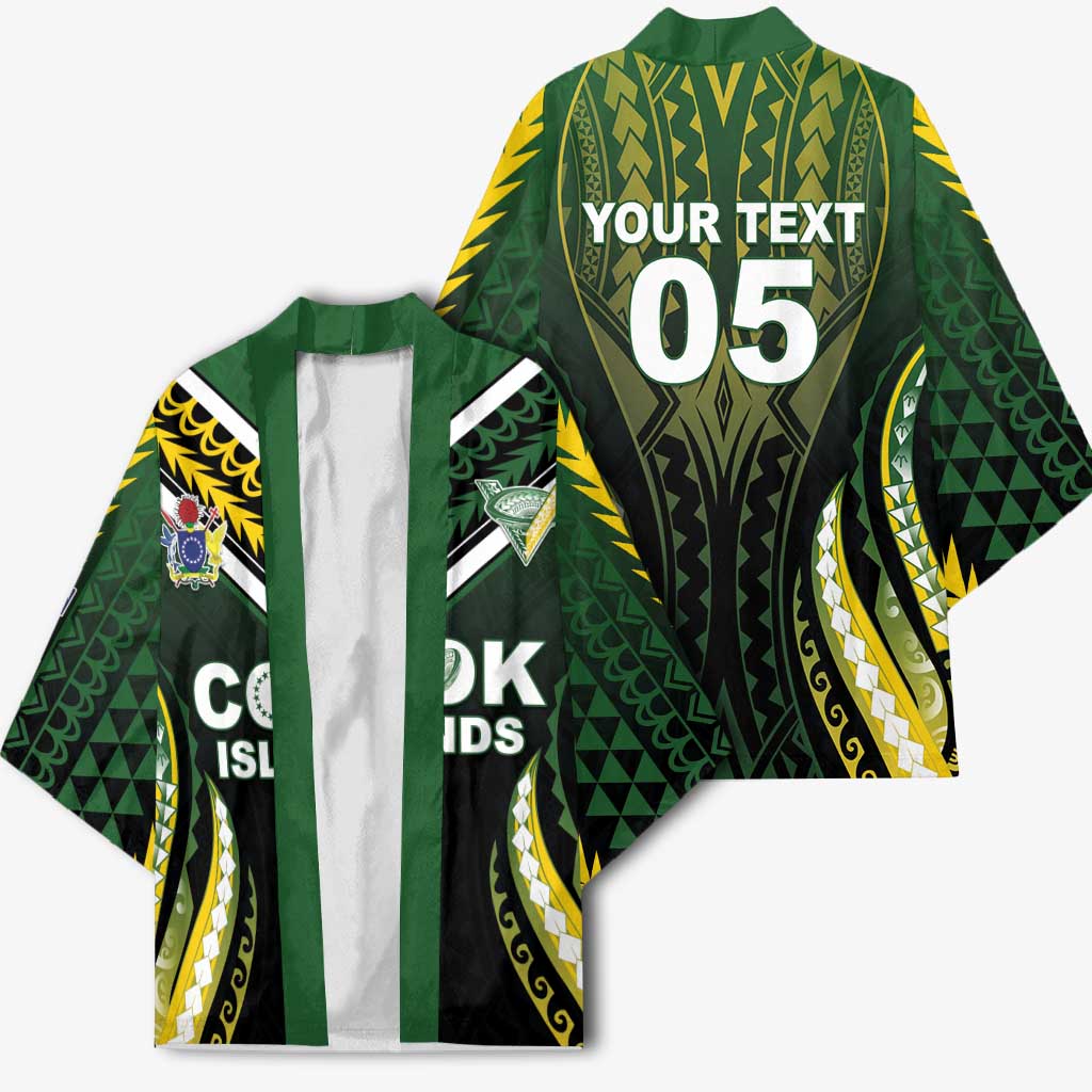 Custom Cook Islands Rugby Kimono Unique Style Black Version - Polynesian Pride