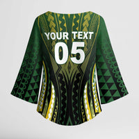 Custom Cook Islands Rugby Kimono Sleeve Blouse Unique Style Black Version - Polynesian Pride