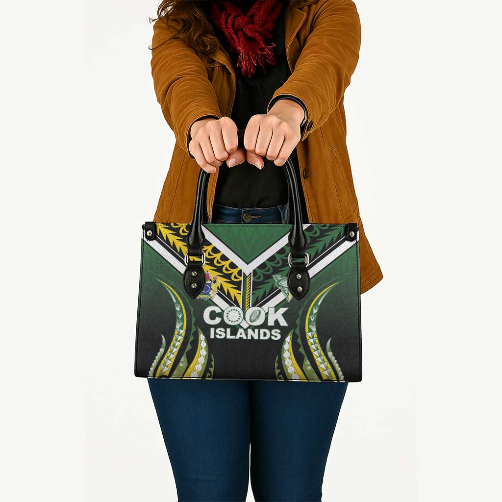 Cook Islands Rugby Leather Bag Unique Style Black Version - Polynesian Pride