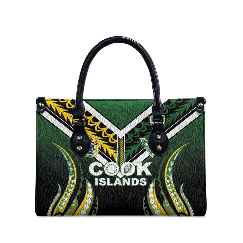 Cook Islands Rugby Leather Bag Unique Style Black Version - Polynesian Pride