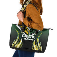 Cook Islands Rugby Leather Tote Bag Unique Style Black Version - Polynesian Pride