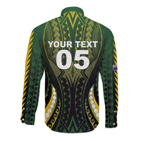 Custom Cook Islands Rugby Long Sleeve Button Shirt Unique Style Black Version - Polynesian Pride