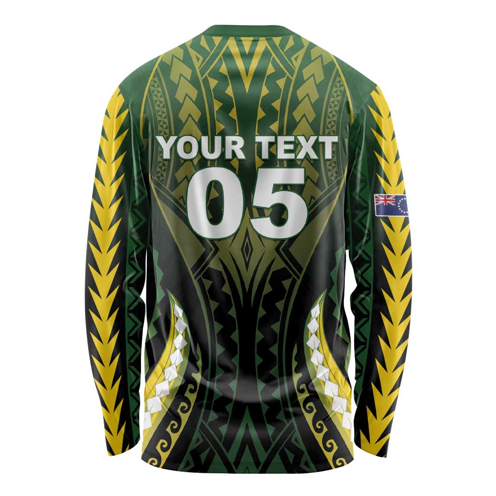 Custom Cook Islands Rugby Long Sleeve Shirt Unique Style Black Version - Polynesian Pride