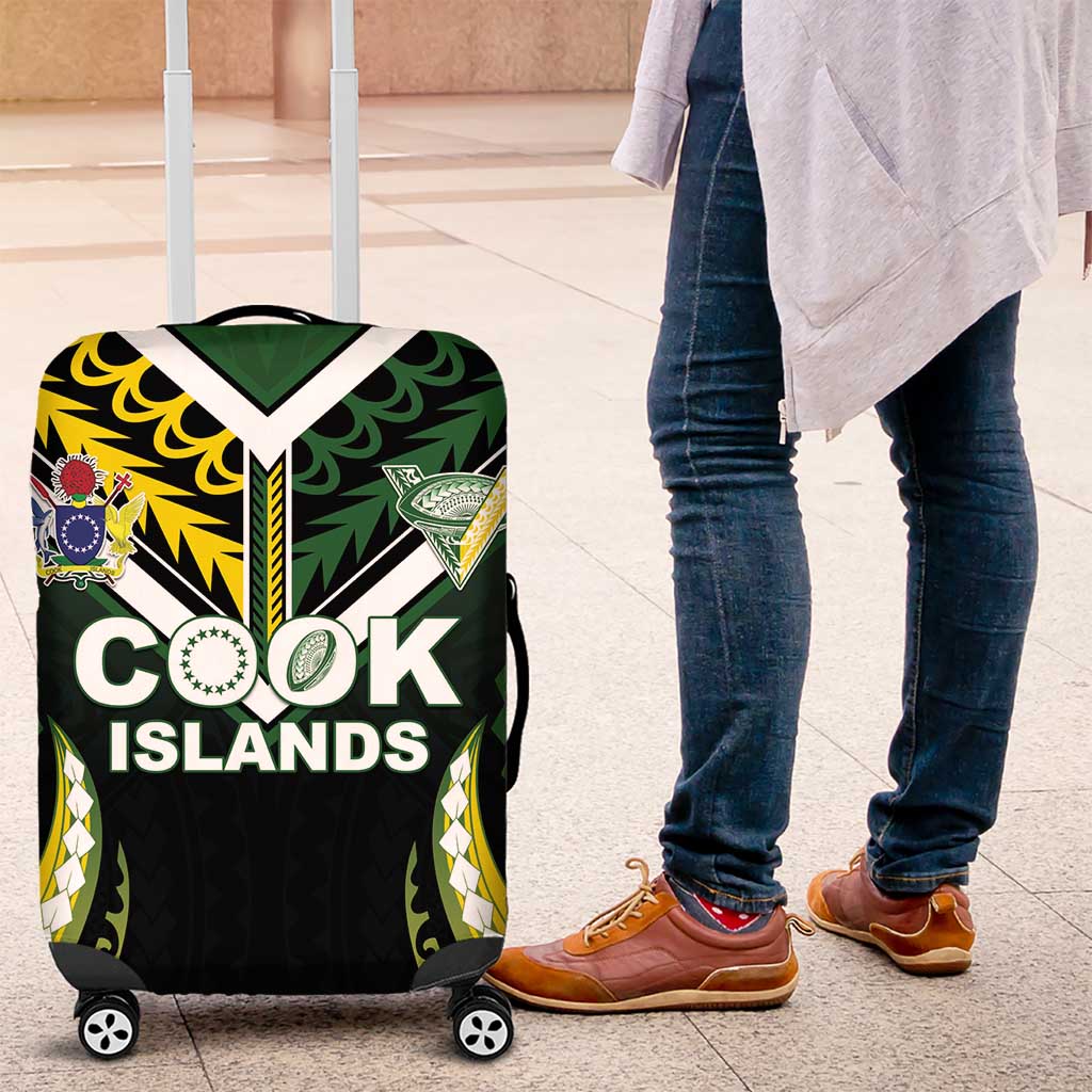 Cook Islands Rugby Luggage Cover Unique Style Black Version - Polynesian Pride