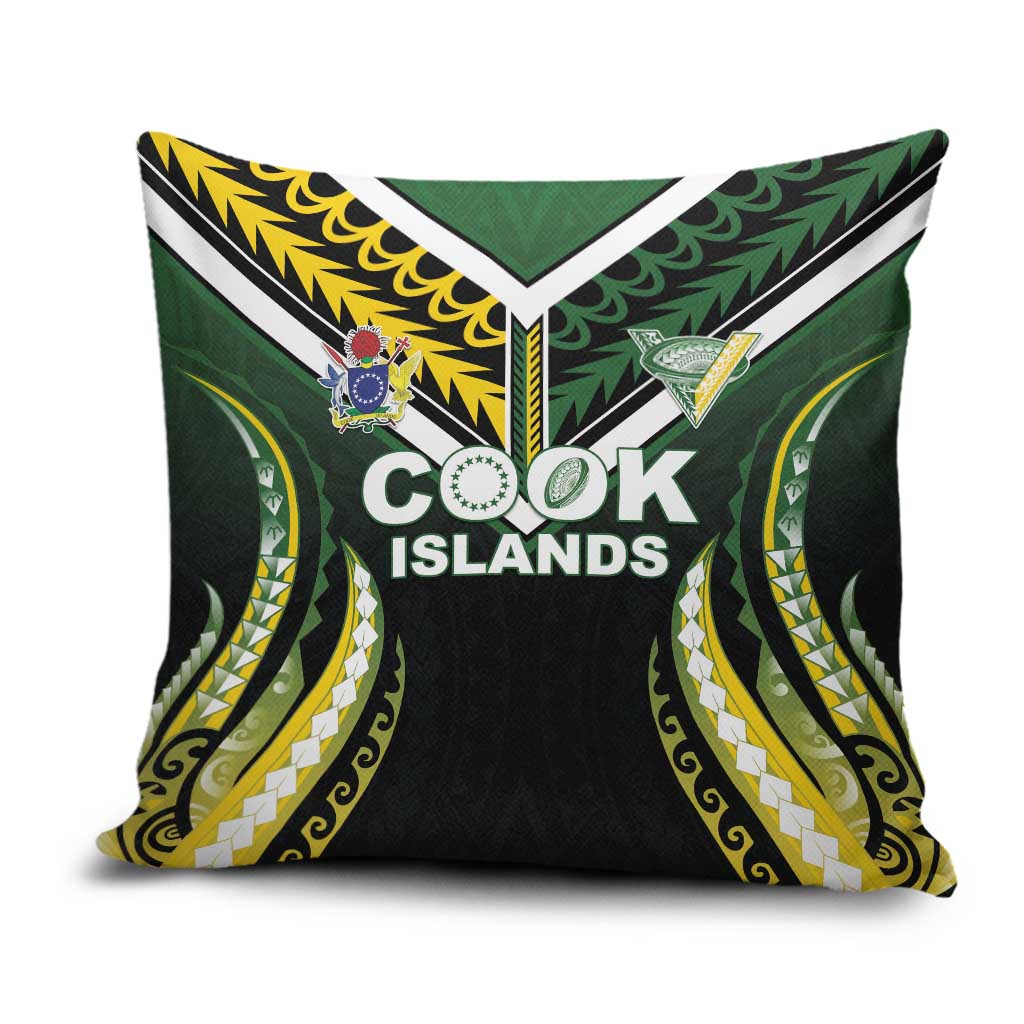 Cook Islands Rugby Pillow Cover Unique Style Black Version - Polynesian Pride
