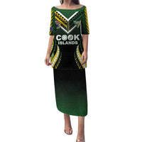 Custom Cook Islands Rugby Puletasi Unique Style Black Version LT05 Long Dress Black - Polynesian Pride