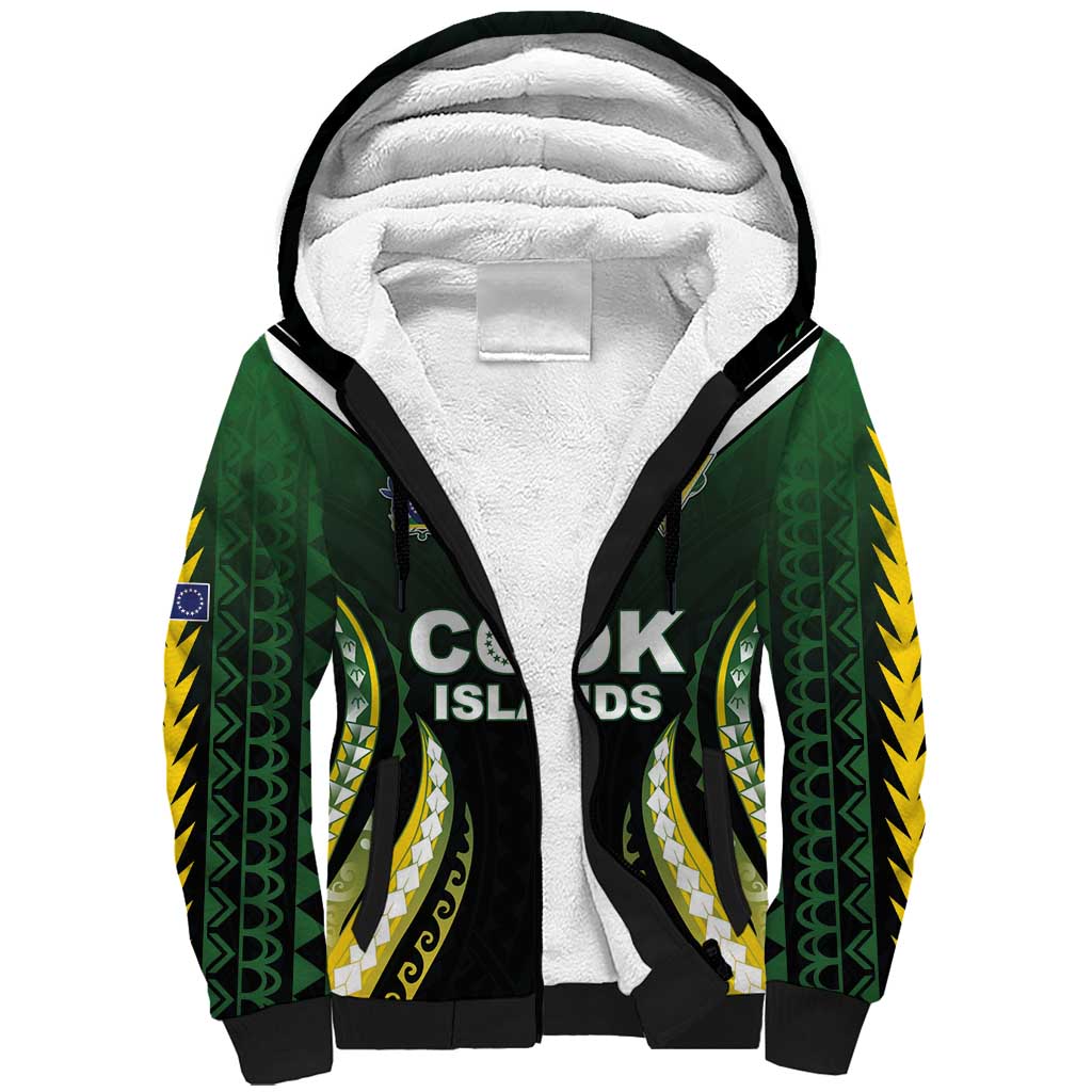 Custom Cook Islands Rugby Sherpa Hoodie Unique Style Black Version - Polynesian Pride
