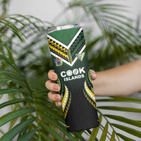Custom Cook Islands Rugby Skinny Tumbler Unique Style Black Version - Polynesian Pride