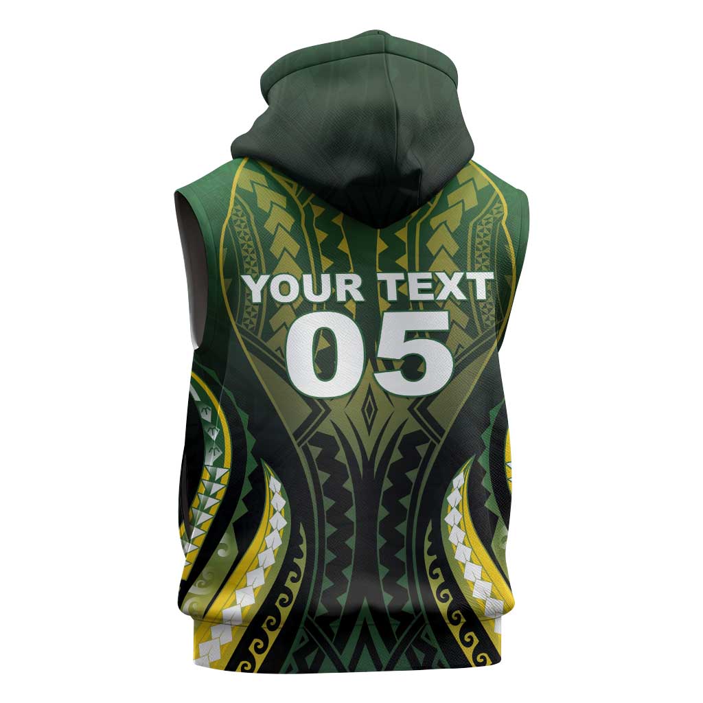 Custom Cook Islands Rugby Sleeveless Hoodie Unique Style Black Version - Polynesian Pride