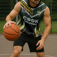 Custom Cook Islands Rugby Sleeveless Hoodie Unique Style Black Version - Polynesian Pride