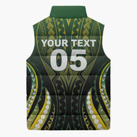 Custom Cook Islands Rugby Sleeveless Puffer Jacket Unique Style Black Version - Polynesian Pride