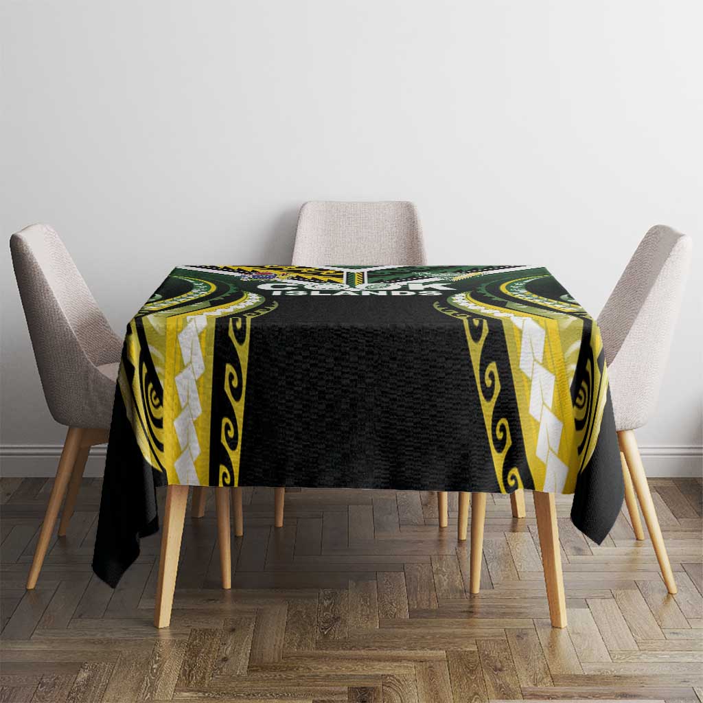 Cook Islands Rugby Tablecloth Unique Style Black Version - Polynesian Pride