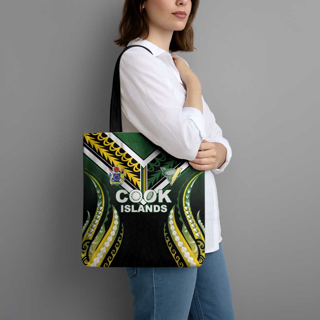 Cook Islands Rugby Tote Bag Unique Style Black Version - Polynesian Pride