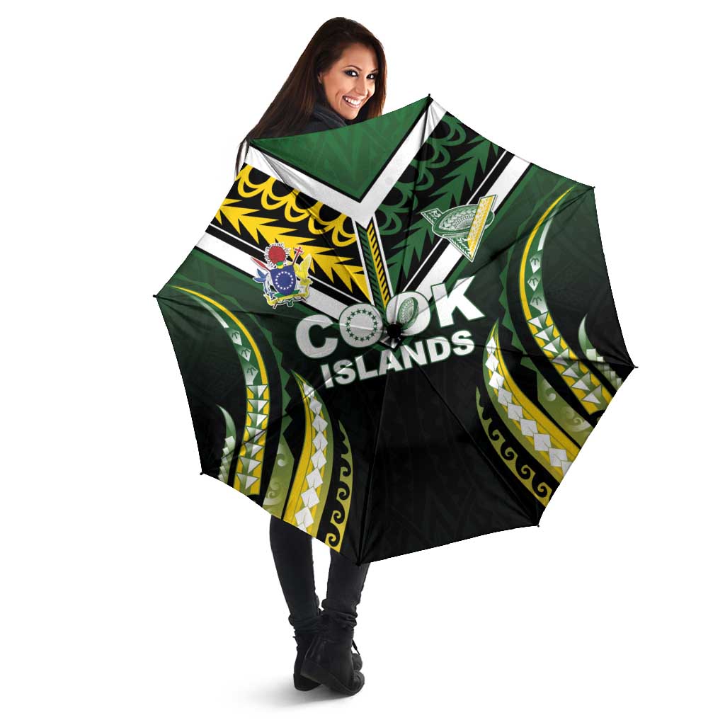 Cook Islands Rugby Umbrella Unique Style Black Version - Polynesian Pride